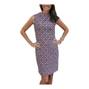 Jude Connally Betty Mod Square Dress Size Small Sleeveless Zip Up Navy Geometric